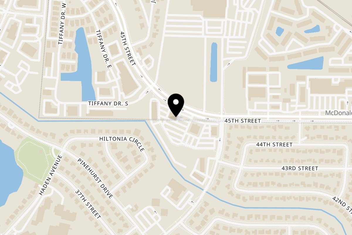 Map showing the location of Hooks Fresh Eats on 1800 45th St Ste 1 in West Palm Beach